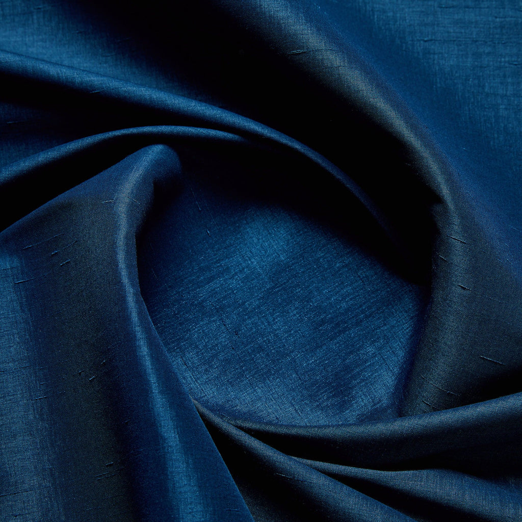 SOLID SLUB STRETCH IRIDESCENT SHANTUNG  | 8934 MAJOLICA BLUE - Zelouf Fabrics
