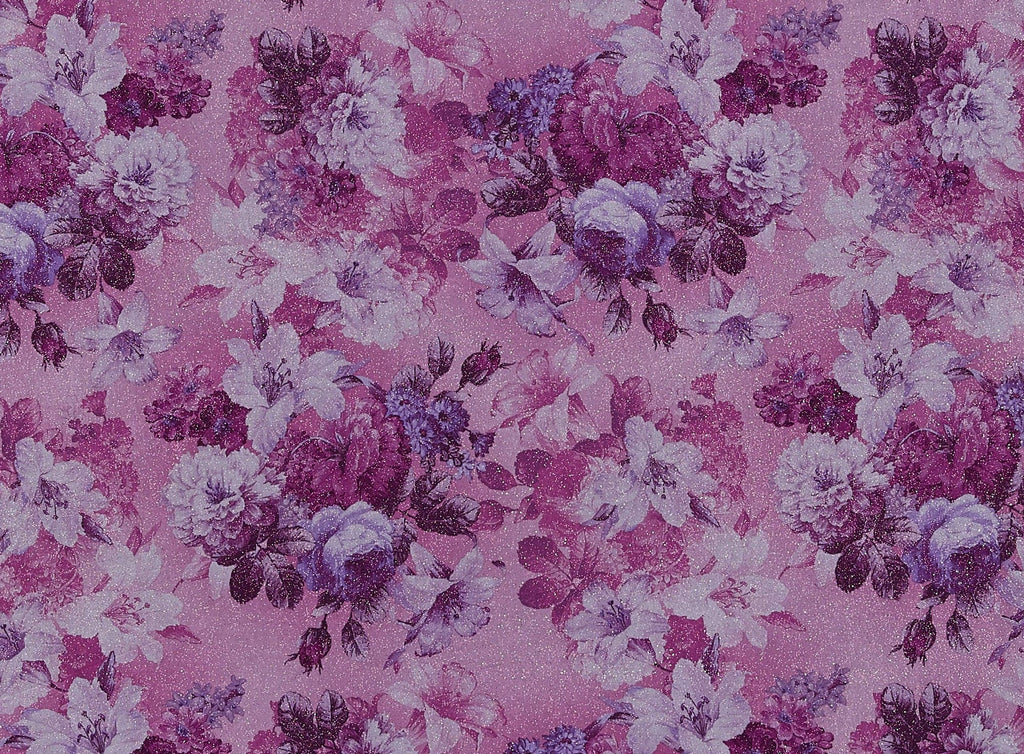 FLORAL PRINT ON MJC WITH ROLLER GLITTER  | 8956-631  - Zelouf Fabrics