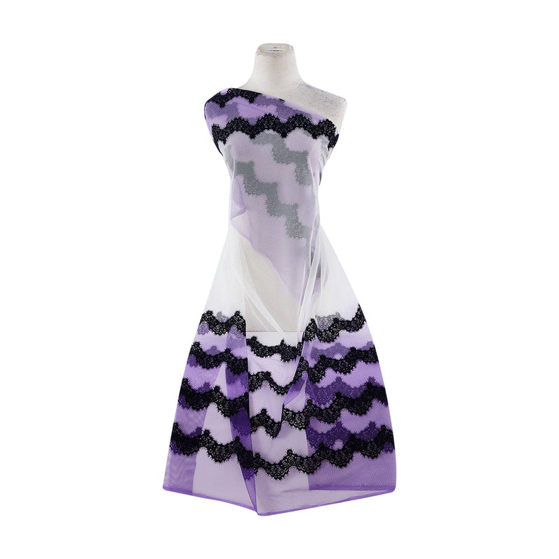 DBL BDR LACE FLOCK W/MIXED GLTR ON DBL OMBRE TULLE  | 9015-1060
