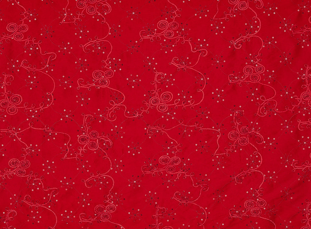 RED BISTRO | 9102-6085 - TAPE & SEQUINS EMBROIDERY ON ALEXANDRA N/P TAFFETA - Zelouf Fabrics