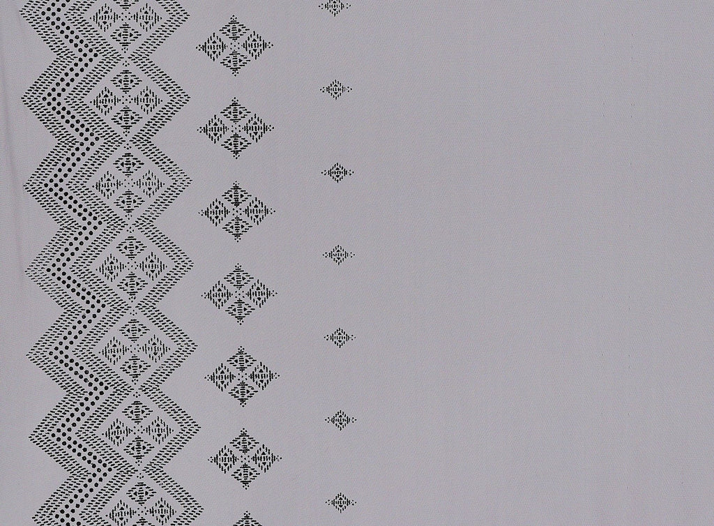 BLACK/BLACK | 9132-1060 - DBL BORDER AZTEC CAVIAR ON TULLE - Zelouf Fabrics