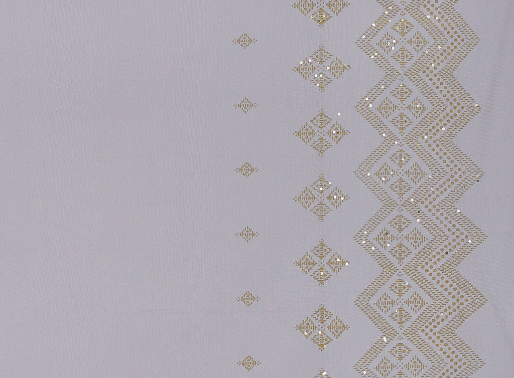 BLACK/GOLD | 9132-1060 - DBL BORDER AZTEC CAVIAR ON TULLE - Zelouf Fabrics