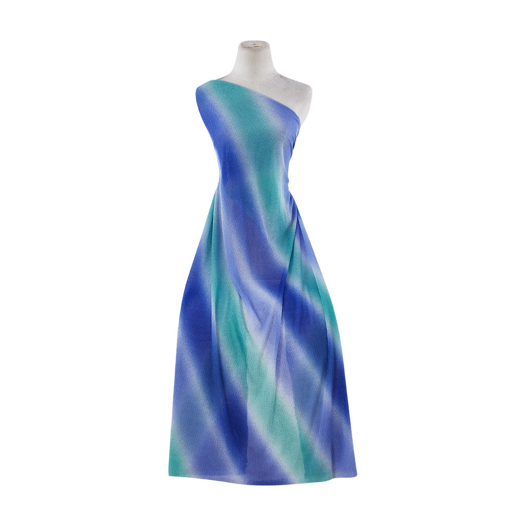 BIAS OMBRE WITH ROLLER GLITTER ON PLEATED MJC  | 9148-631 PLEAT NAVY/AQUA/PERI - Zelouf Fabrics