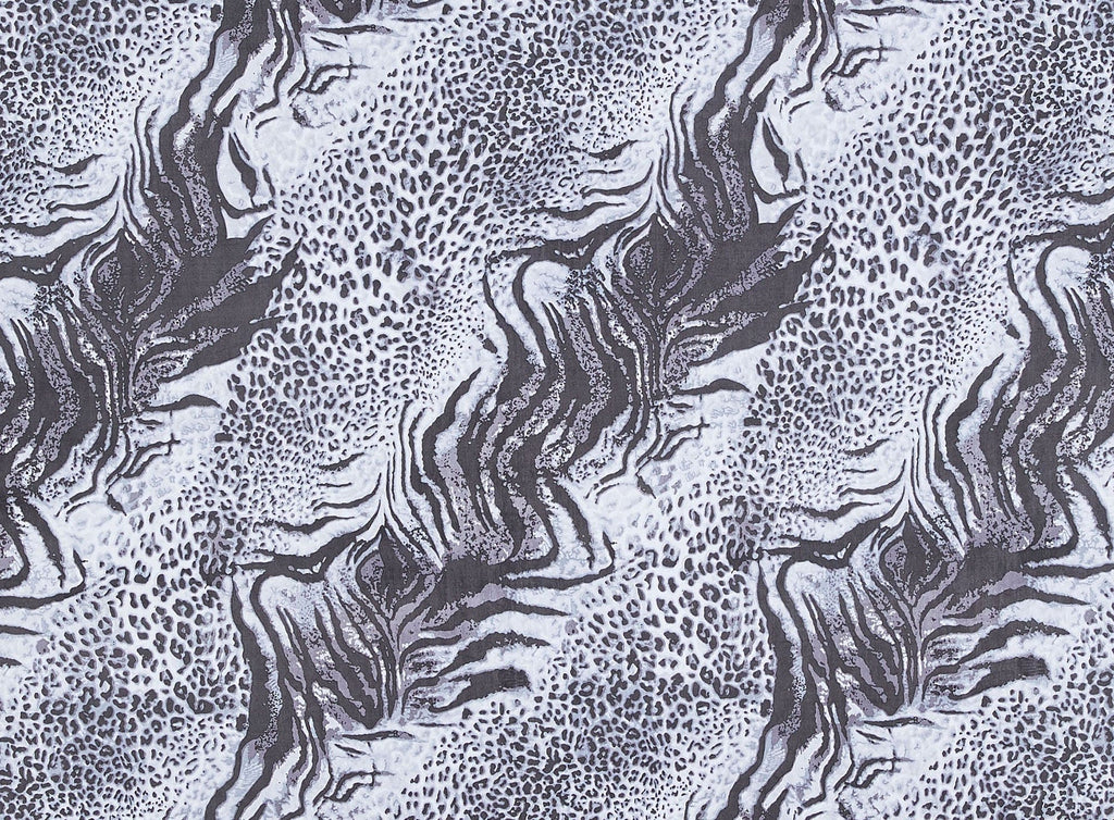 SILVER/BLACK | 9153-4344 - CHEETAH ZEBRA MIX PRINT ON SILKY KNIT - Zelouf Fabrics
