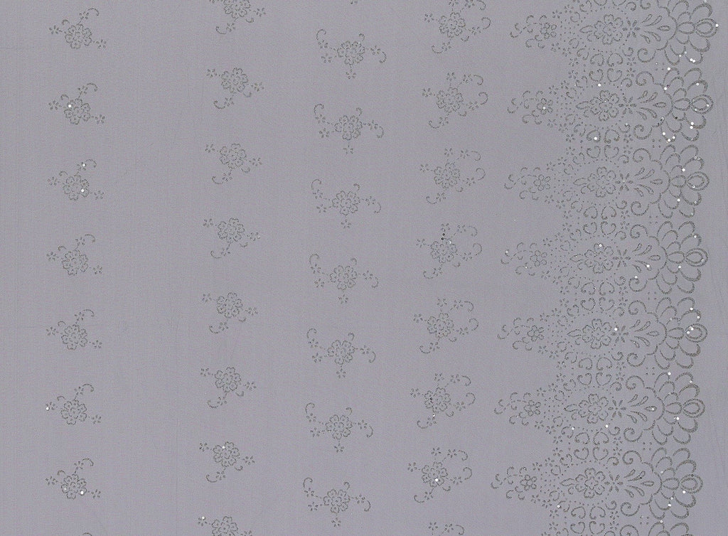 BLACK/SILVER | 9230-1060 - DOUBLE BORDER CAVIAR WITH SPANGLE ON TULLE - Zelouf Fabrics