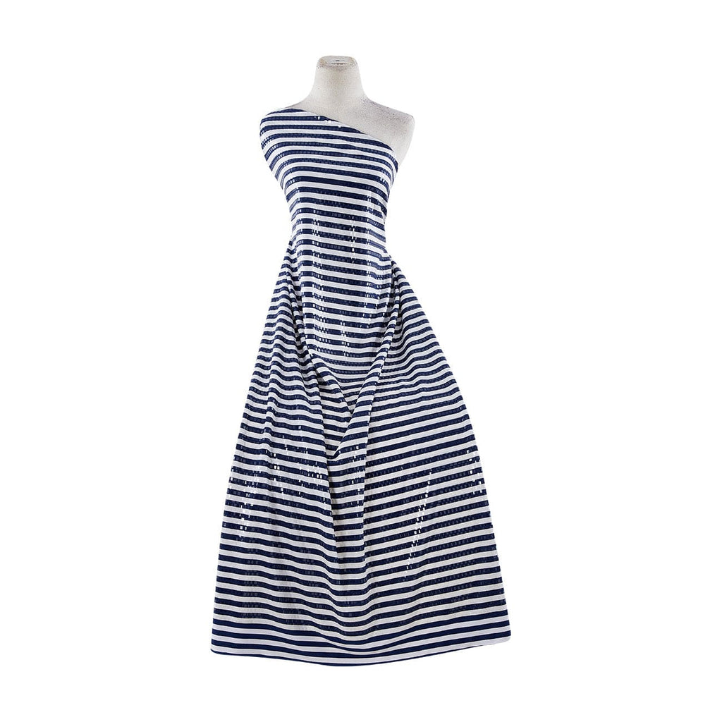 NAVY/WHITE | 9311-654TRAN - 1/2" STRIPE PRINT WITH CLEAR SQUARE TRANS ON JULIA - Zelouf Fabrics