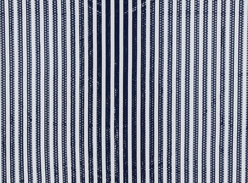 3/4 STRIPE PRINT WITH CLEAR SQUARE TRANS ON JULIA  | 9312-654TRANS NAVY/WHITE - Zelouf Fabrics