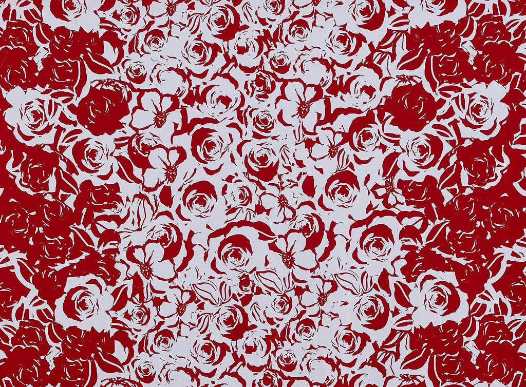 DBL BORDER ROSE MOTIF PRINT ON COTTON STRETCH POPLI  | 9315-2144  - Zelouf Fabrics