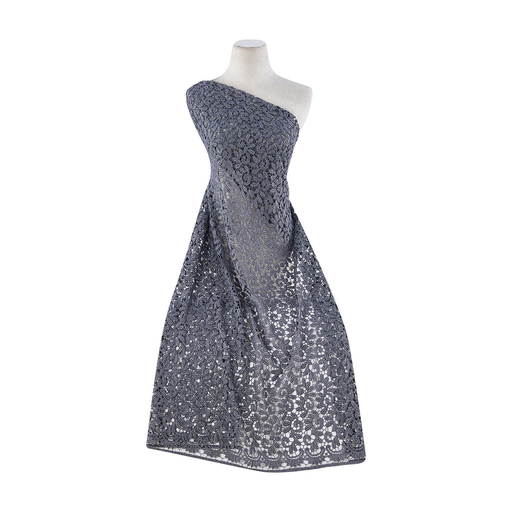 SLATE DIVA | 9342 - CHEMICAL LACE WITH METALLIC [SCALLOPED W/SELVEDGE] - Zelouf Fabrics