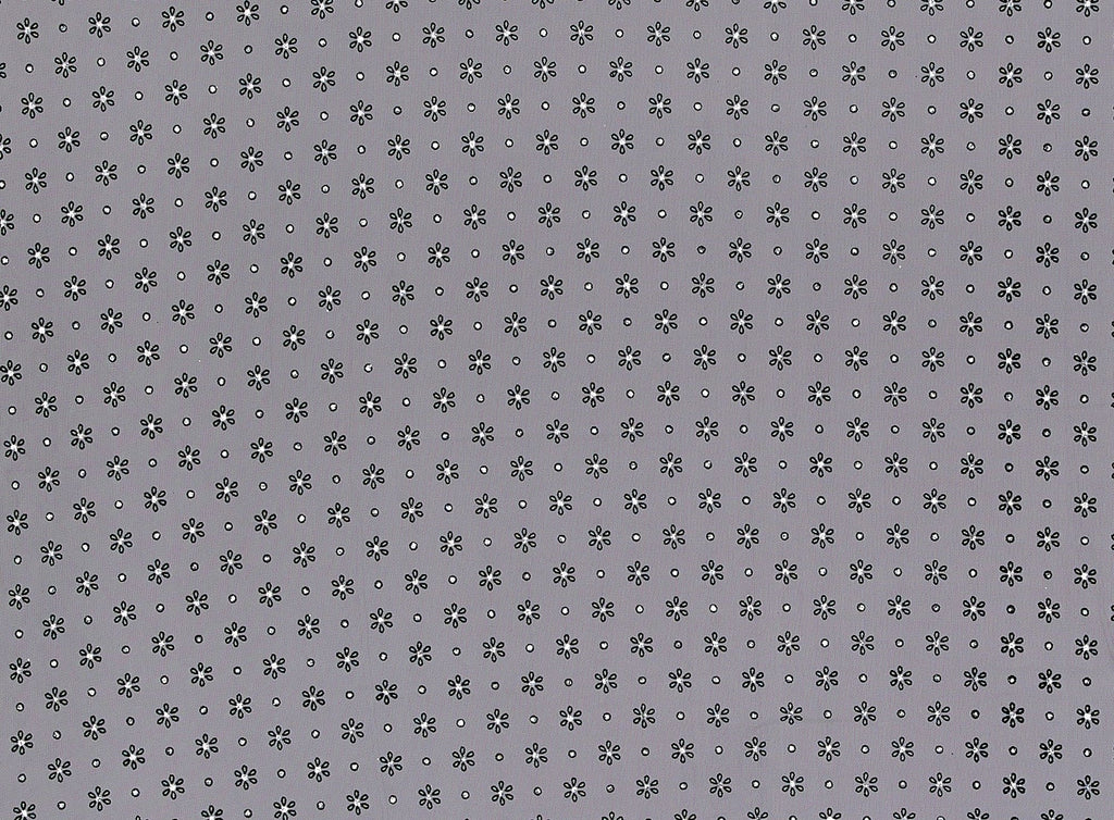 BLK/BLK/SILVER | 9351-1060 - DAISY FLOCK WITH GLITTER HOLOGRAM ON TULLE - Zelouf Fabrics