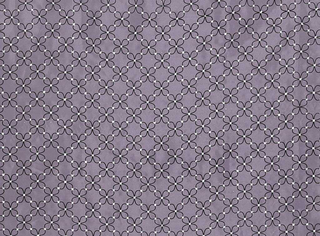 DAISY FLOCK W/ HOLOGRAM DOT GLITTER ON ORGANZA 2X  | 9357-926  - Zelouf Fabrics