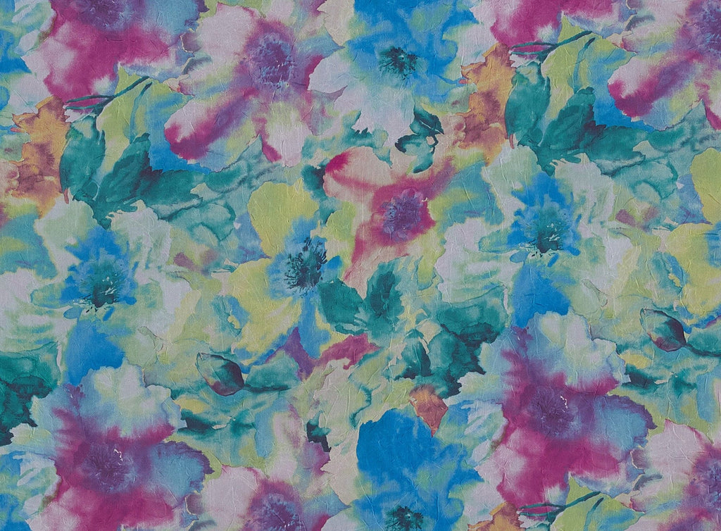 WATER FLORAL PRINT ON CRUSHED YORYU  | 9375  - Zelouf Fabrics