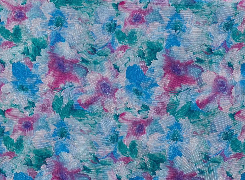 WATER FLORAL PRINT ON JAPANESE PLEATED YORYU  | 9376  - Zelouf Fabrics