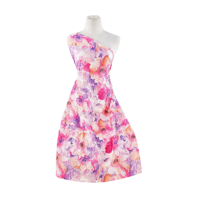 WATER FLORAL PRINT ON SWIRL PLEATED CHARMEUSE  | 9377