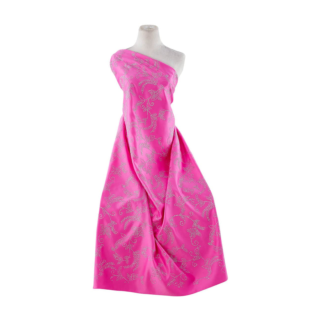 MIAMI PINK | 9383-037 - FLORAL NAIL HEAD ON BRIDAL SATIN - Zelouf Fabrics