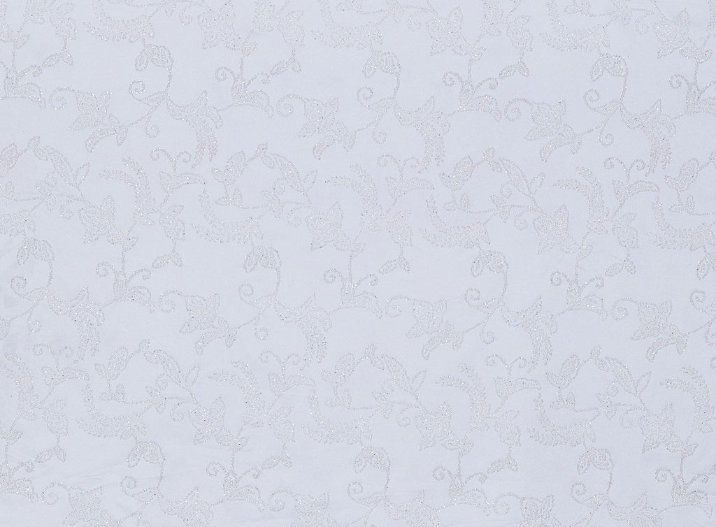 WHITE | 9383-037 - FLORAL NAIL HEAD ON BRIDAL SATIN - Zelouf Fabrics