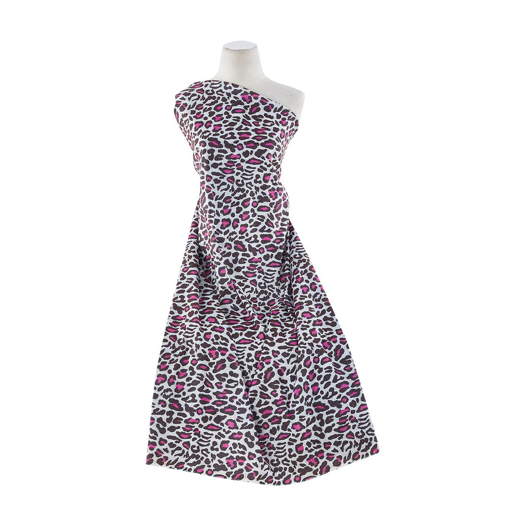 WHT/BLK/FUCHSIA | 9397-6660 - LEOPARD PRINT ON N/P TAFFETA - Zelouf Fabrics