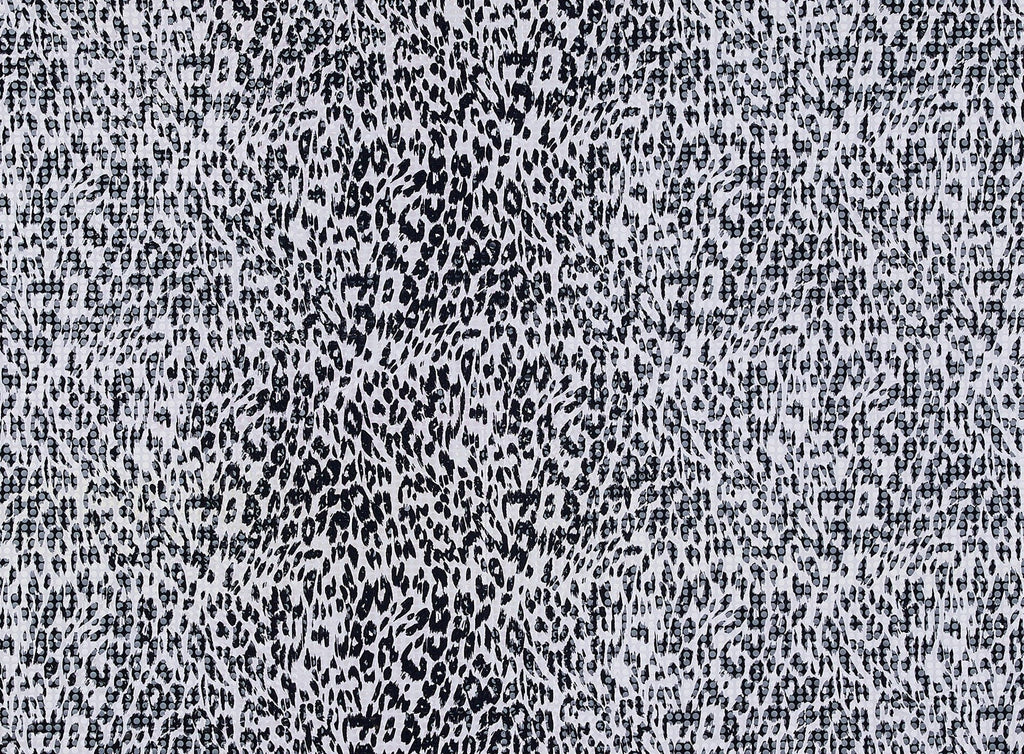 WHITE/BLACK | 9403 - CHEETAH PRINT WITH CLEAR TRANS ON SINGLE SPAN KNI - Zelouf Fabrics