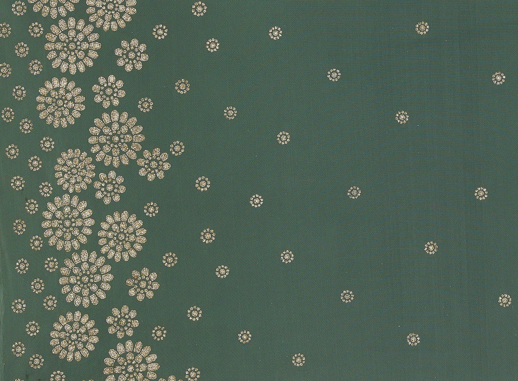 KIWI PARFAIT | 9443-1060 - SINGLE BORDER SUN GLITTER ON TULLE - Zelouf Fabrics