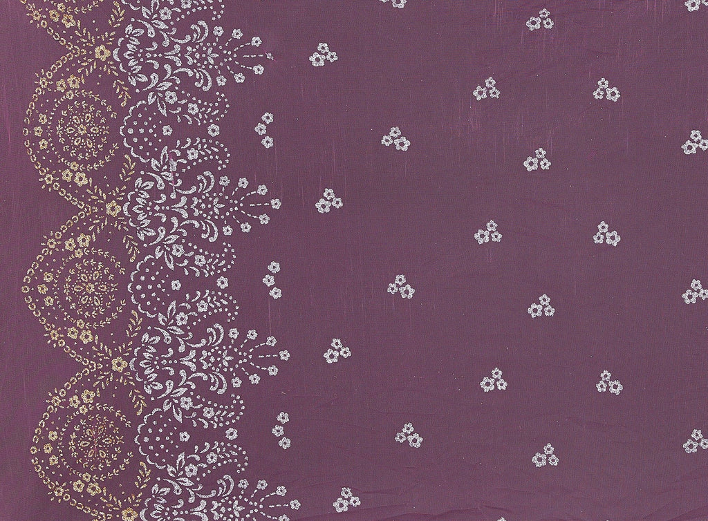 DOUBLE BORDER TWO-TONE GLITTER ON TULLE  | 9459-1060  - Zelouf Fabrics