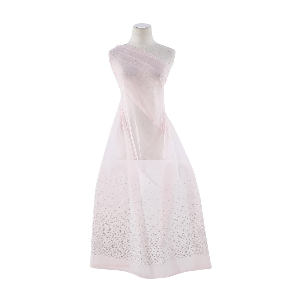 PINK SMOOTHIE | 9462-1060 - DOUBLE BORDER DOT GLITTER ON TULLE - Zelouf Fabrics