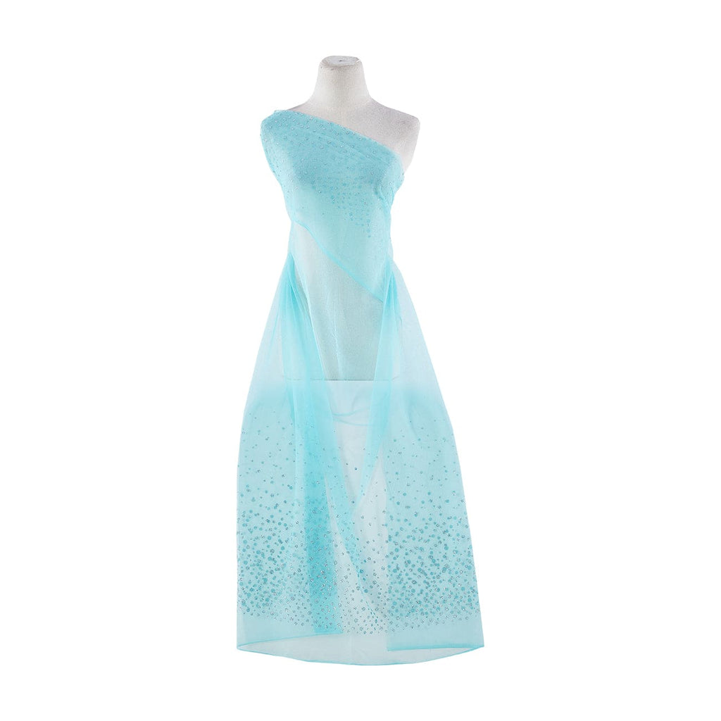 AQUA PARFAIT | 9463-1060 - DOUBLE BORDER DOT GLITTER ON TULLE - Zelouf Fabrics