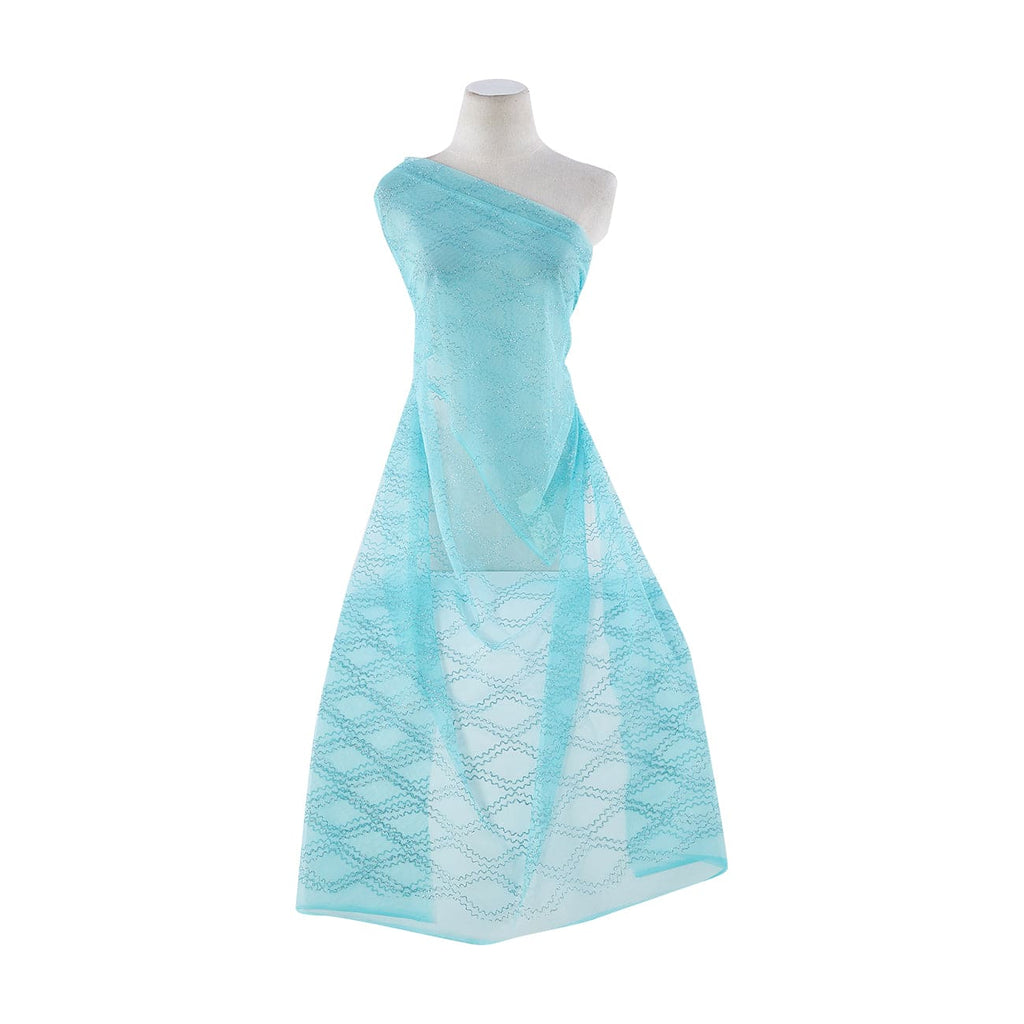 SQUIGGLY HOUR GLASS GLITTER ON TULLE  | 9464-1060 AQUA PARFAIT - Zelouf Fabrics