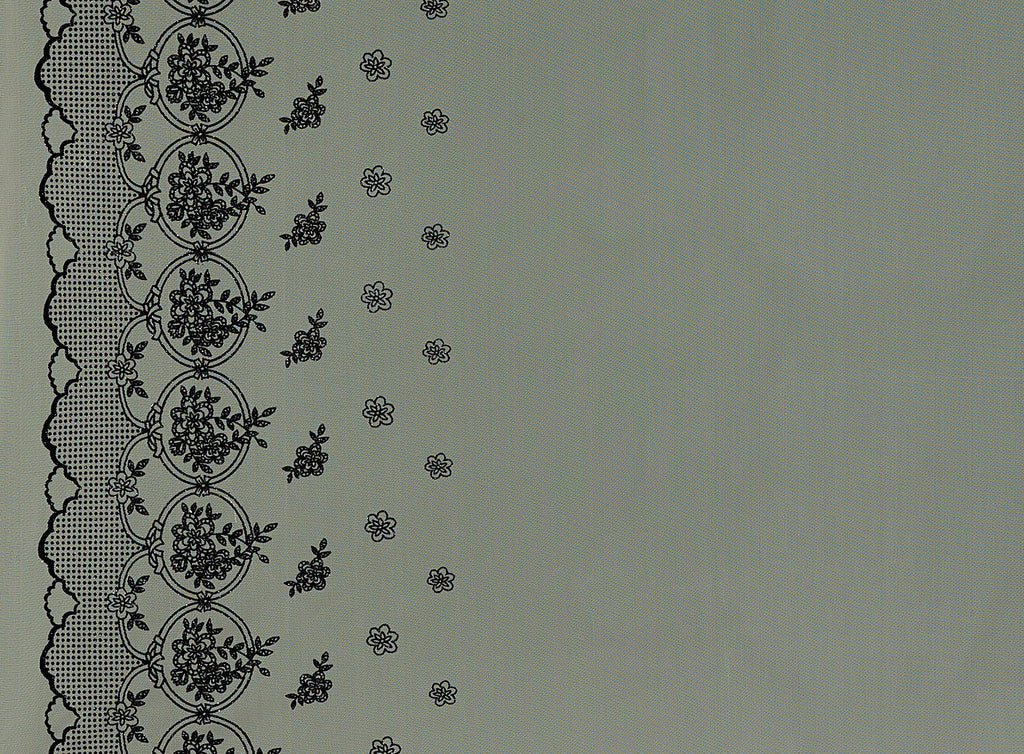 BANANA SMOOTHIE | 9469-1060 - DOUBLE FLORAL MEDALLION FLOCK W/ MIXED GLITTER - Zelouf Fabrics