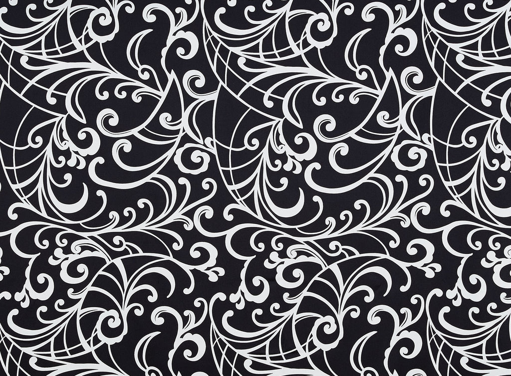 FILIGREE SCROLL PRINT ON CHARMEUSE  | 9516-404  - Zelouf Fabrics