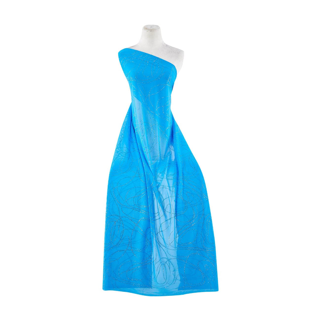 BLUE MARTINI | 9532-631 - SWIRL TWO-TONE GLITTER ON MATTE JERSEY CHIFFON - Zelouf Fabrics