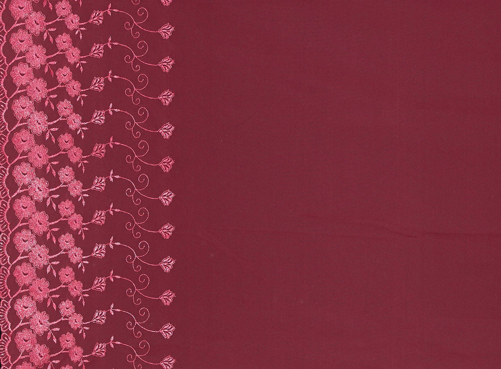 DBL BDR FLOWER & VINES EMBROIDERY CUT SCALLOP  | 9540-1060  - Zelouf Fabrics
