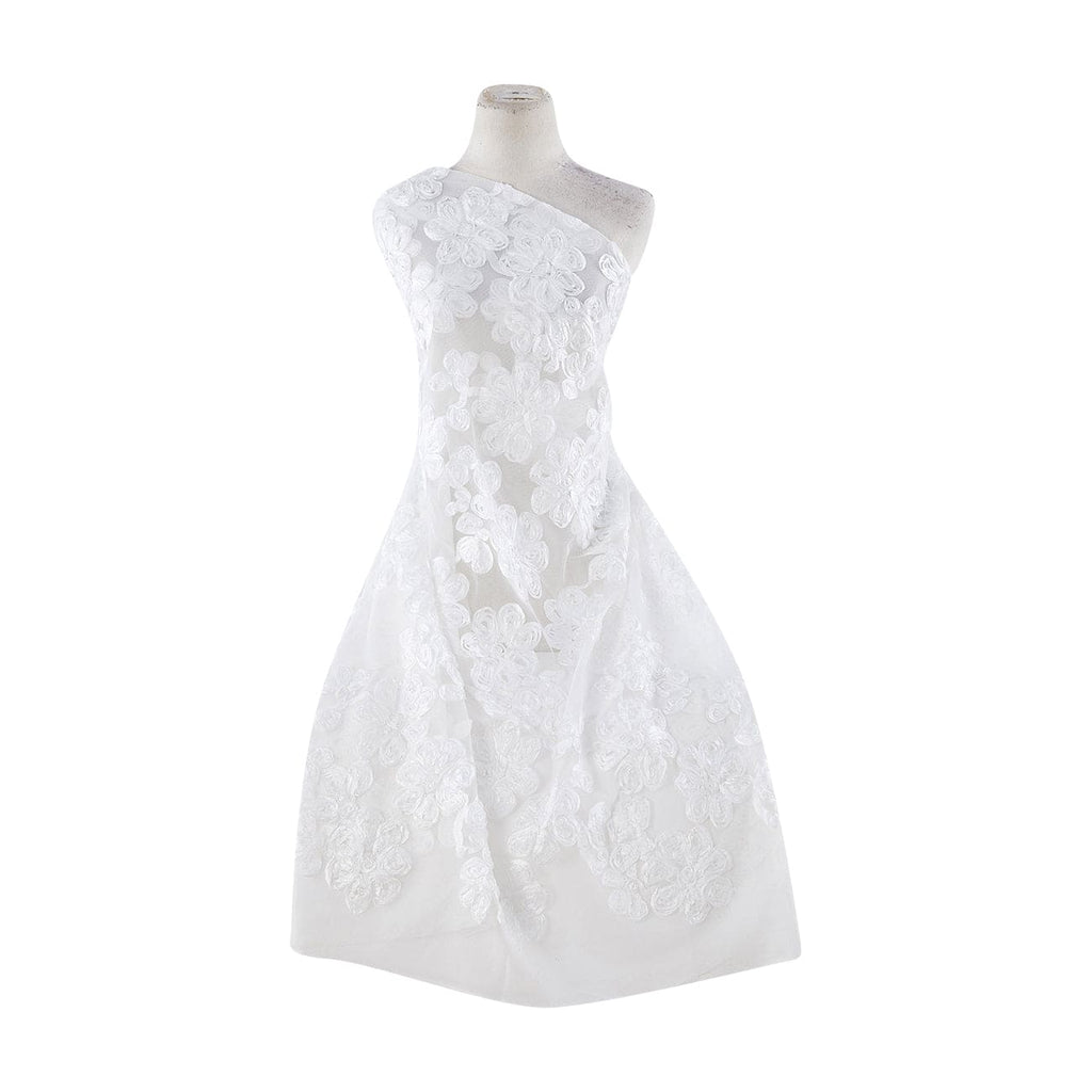 FLORAL SUTASH WITH FOIL ON TULLE  | 9576 IVORY/SILVER - Zelouf Fabrics