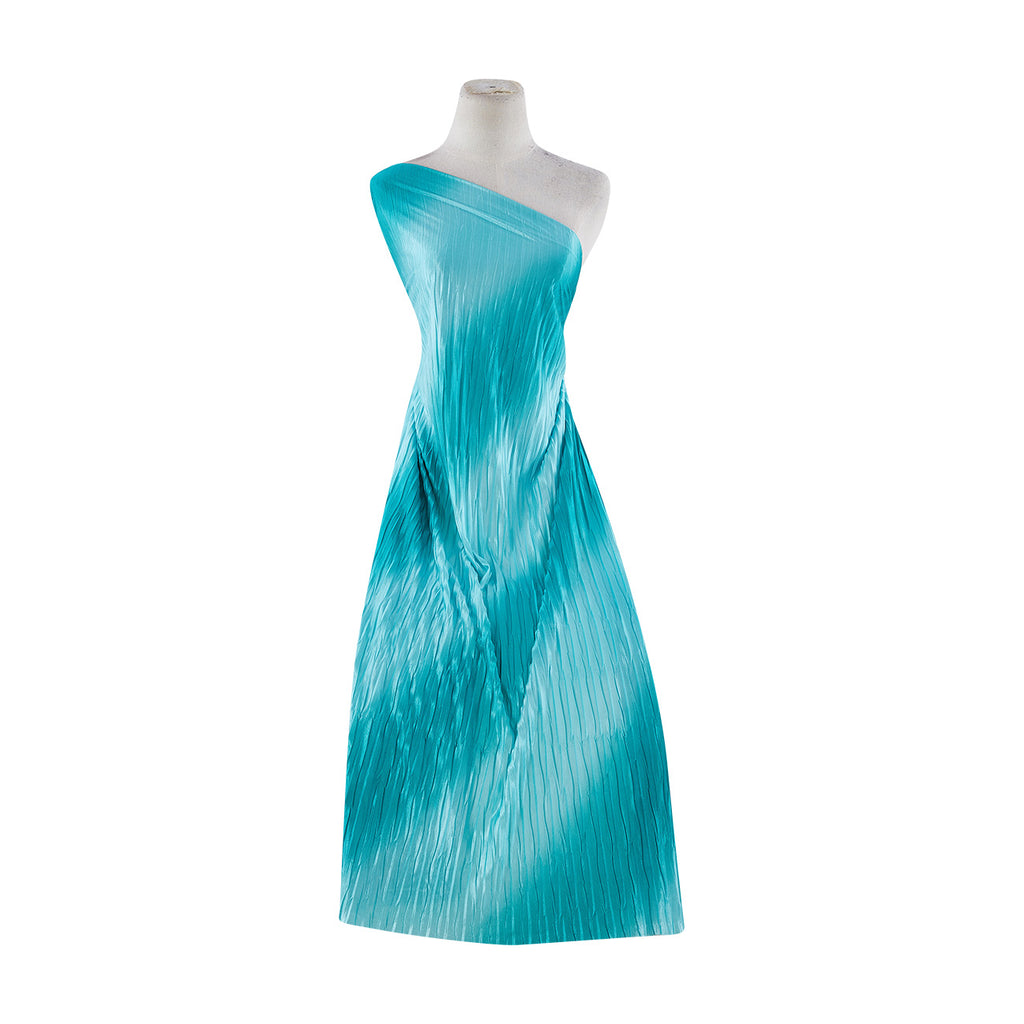 PLEATED BIAS OMBRE BODRE KNIT  | 9634 TEAL POP - Zelouf Fabrics