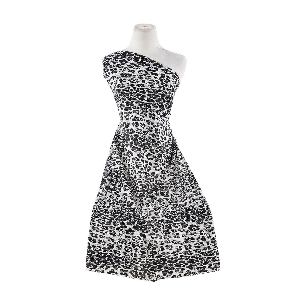 IVORY/BLACK | 9649 TRANS - CHEETAH PRINT WITH TRANS ON LACE - Zelouf Fabrics