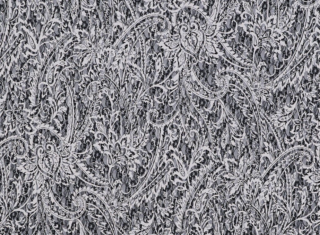 SCROLL PAISLEY PRINT ON LACE  | 9651  - Zelouf Fabrics