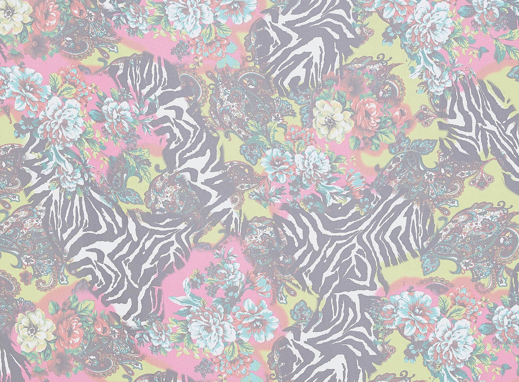 ZEBRA PAISLEY FLORAL PRINT ON HIGH MULTI CHIFFON  | 9664-835  - Zelouf Fabrics