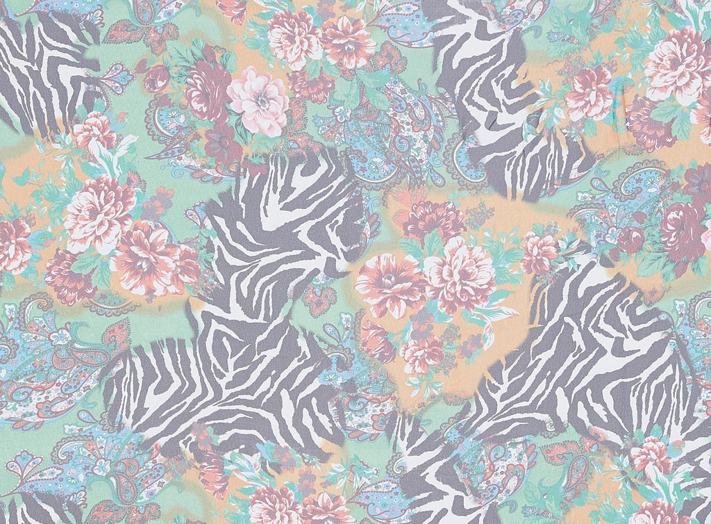 ZEBRA PAISLEY FLORAL PRINT ON HIGH MULTI CHIFFON  | 9664-835  - Zelouf Fabrics