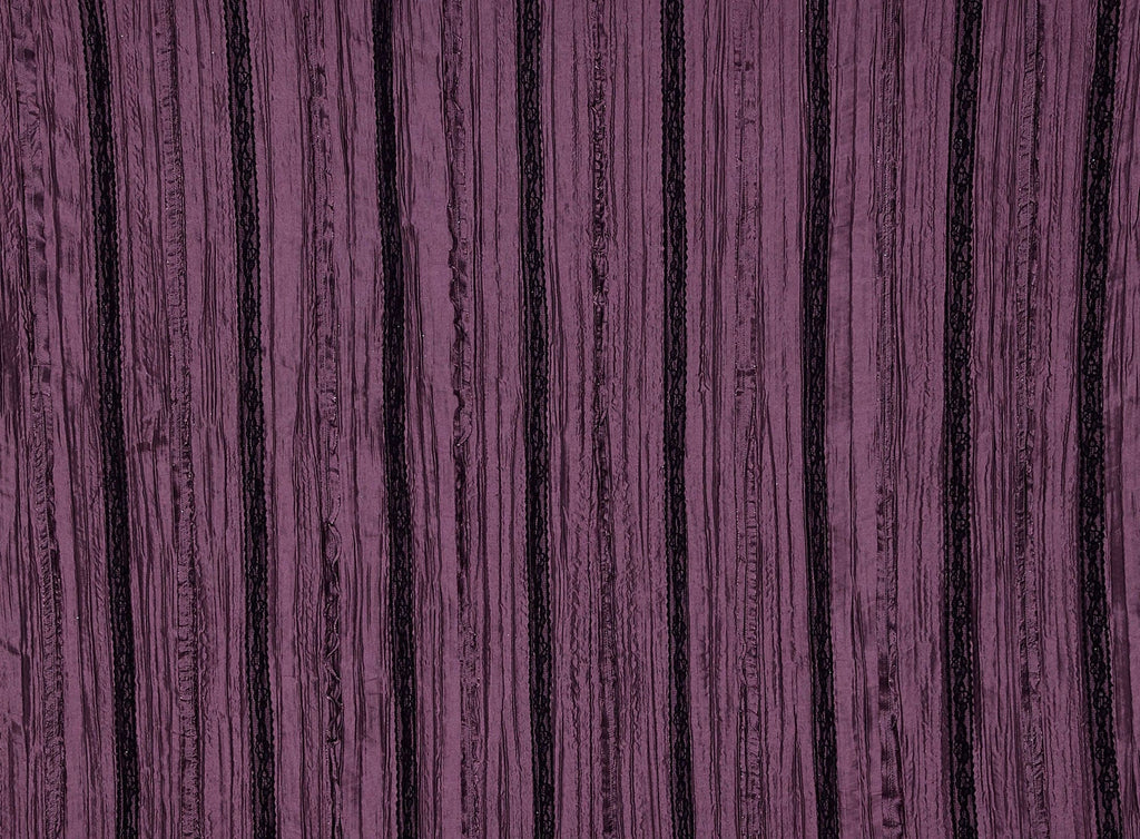 LACE & SELF-RUFFLE ON CRUSHED ALEXANDRA N/P TAFFETA  | 9702-6085  - Zelouf Fabrics