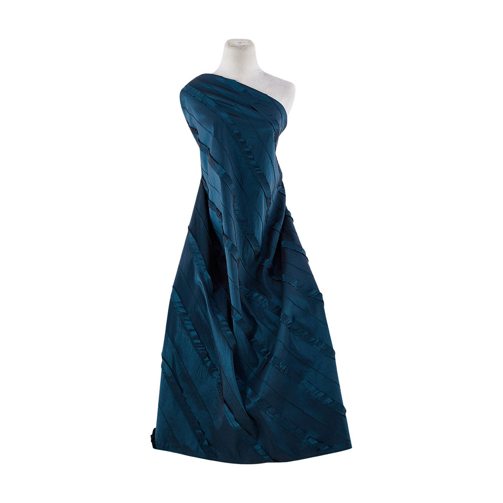 BIAS SELF-RUFFLE & BIAS PINTUCK ON ALEXANDRA  | 9703-6085 TEAL COIN - Zelouf Fabrics