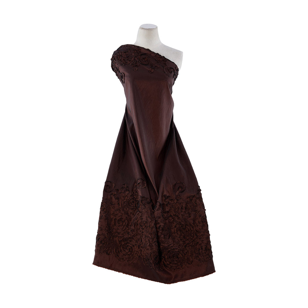 DOUBLE BORDER SQUIGGLY SUTASH ON ALEXANDRA N/P TAFF  | 9705-6085 BRONZE COIN - Zelouf Fabrics