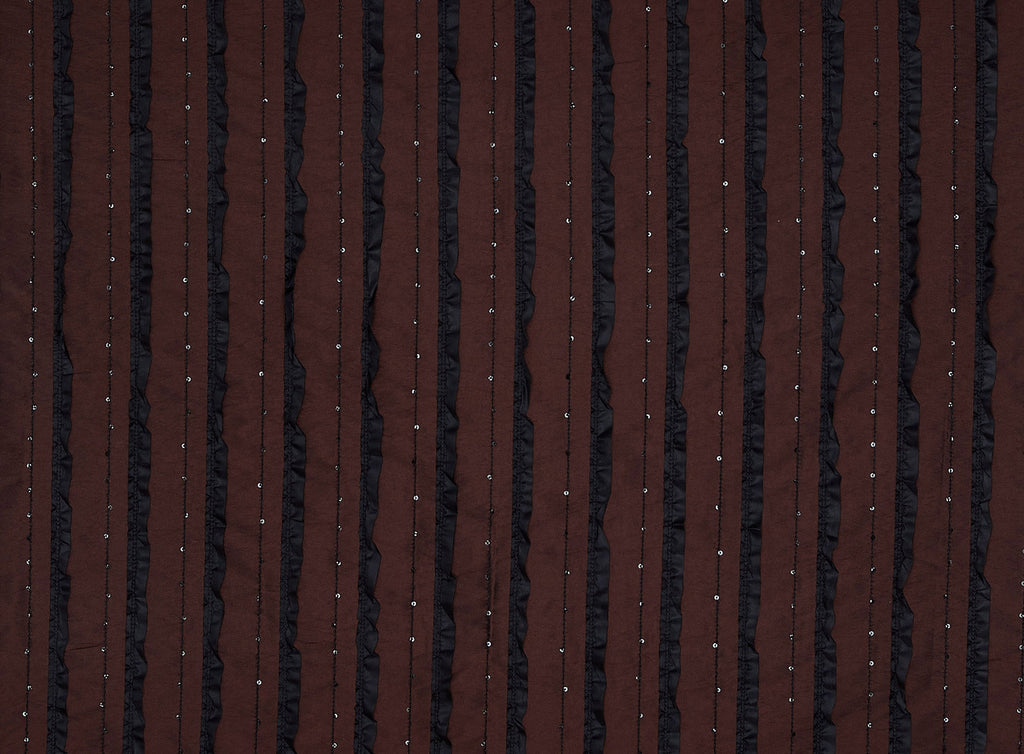 BLACK RUFFLE AND SEQUINS ON ALEXANDRA N/P TAFFETA  | 9706-6085  - Zelouf Fabrics