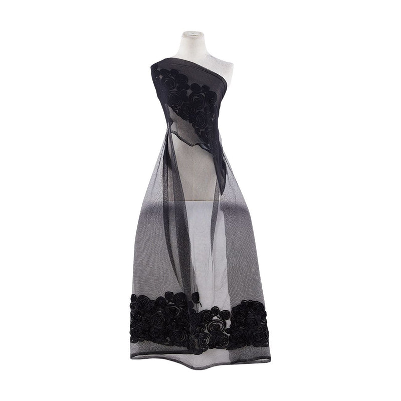 ONE TONE ROSE SUTASH DOUBLE BORDER ON TULLE  | 9709-1060