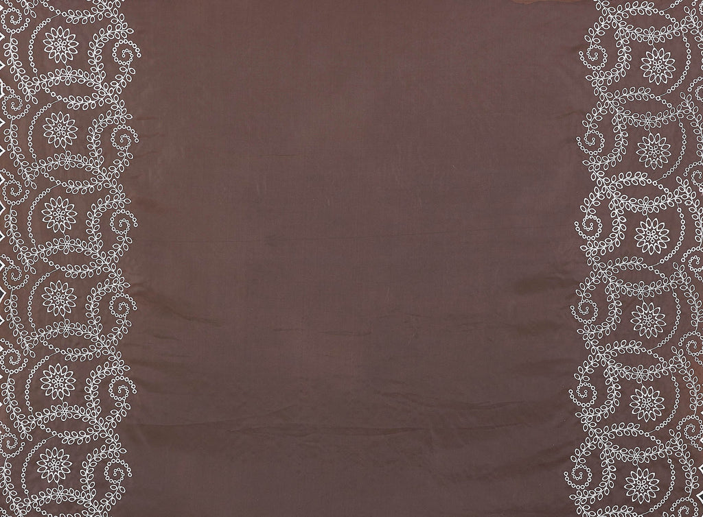 DOILY DOUBLE BORDER EMB ON 2PLY ORGANZA  | 9728-949  - Zelouf Fabrics