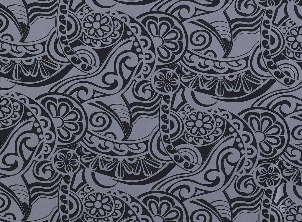 SCROLL ABSTRACT PRINT ON TRILOBAL ORGANZA  | 9738-926  - Zelouf Fabrics