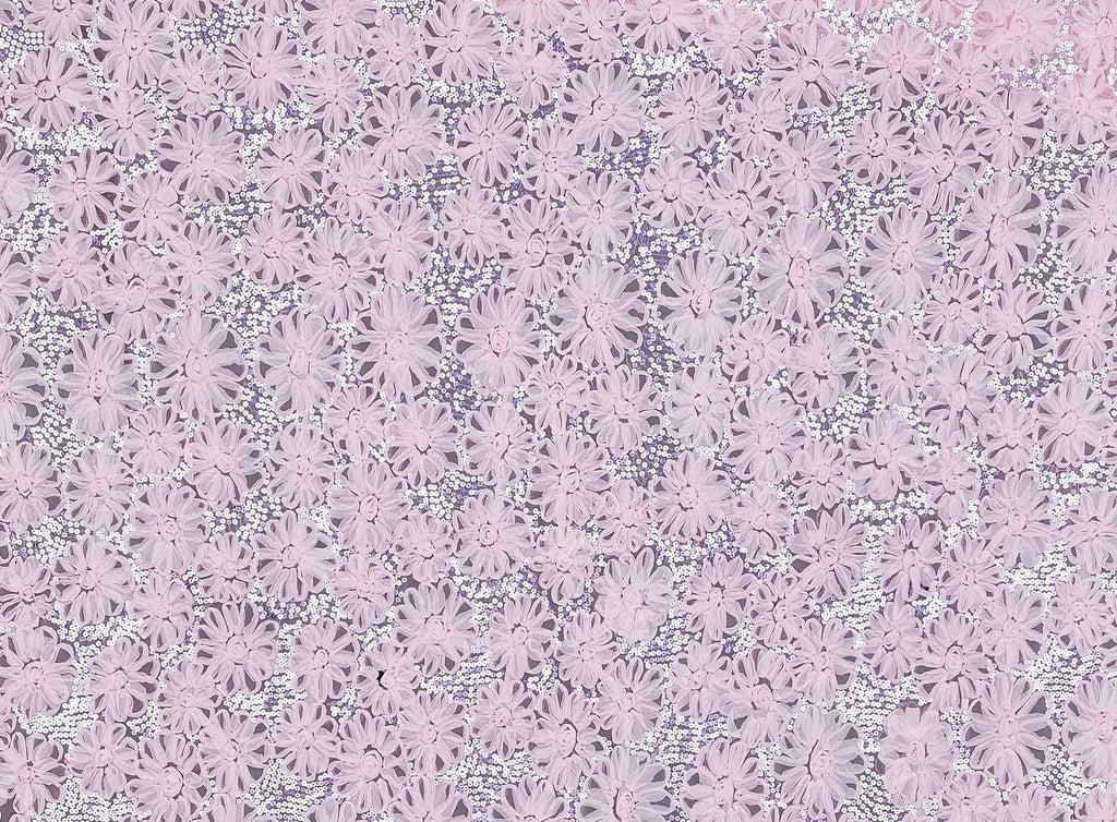 PINK BUFF | 9750-1060 - FLOWER TAPE EMB AND SEQUINS ON TULLE - Zelouf Fabrics