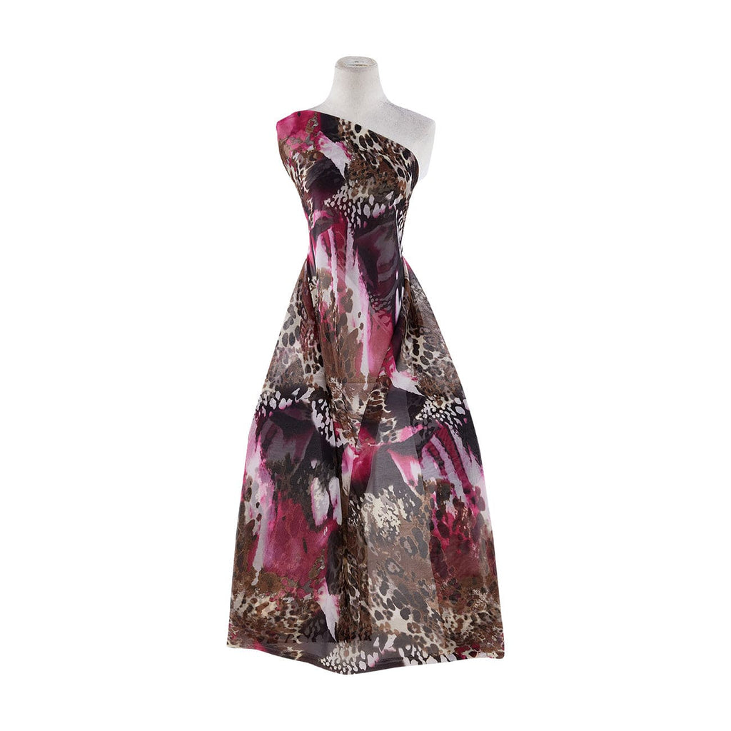 FUCHSIA/BROWN | 9751-631 - ABSTRACT LEOPARD PRINT ON MJC - Zelouf Fabrics