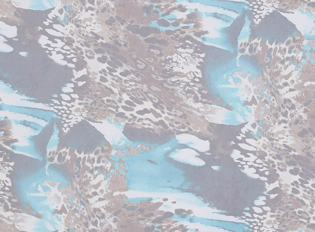 TEAL/BROWN | 9751-631 - ABSTRACT LEOPARD PRINT ON MJC - Zelouf Fabrics