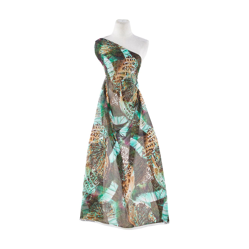 EMERALD/BROWN | 9754-631 - LEOPARD BUTTERFLY PRINT ON MJC - Zelouf Fabrics