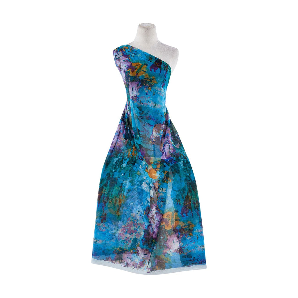 MONET BLUE | 9755-631 - ABSTRACT FLOWER PRINT ON MJC - Zelouf Fabrics