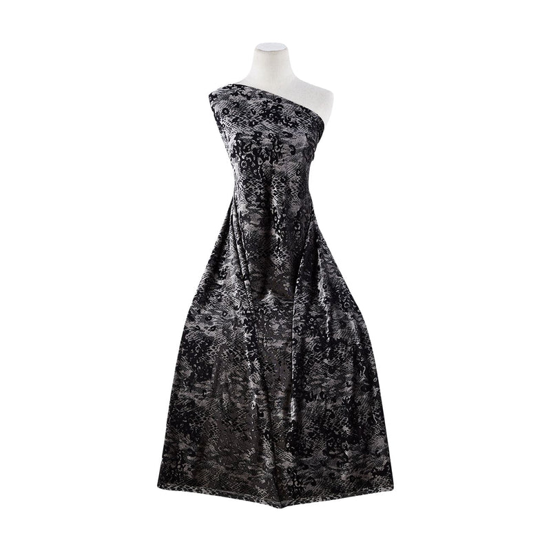 SNAKE SKIN PRINT VELVET BURNOUT  | 9764